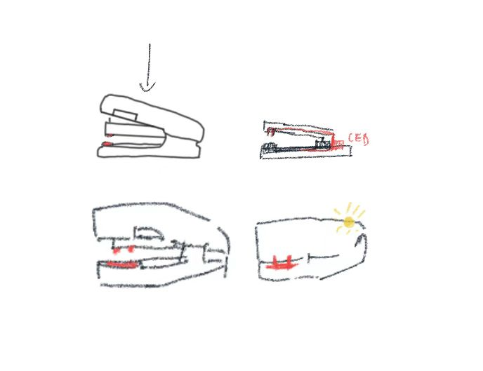 An analysis diagram of an LED trigger for a stapler.