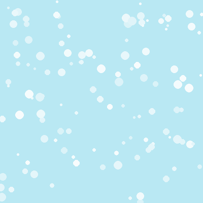The image displays white scatter dots distributed randomly across a light cyan canvas, replacing the FFT rect() with ellipse() at random(width) and random(height) positions to convert the frequency spectrum into a snow-like particle field.