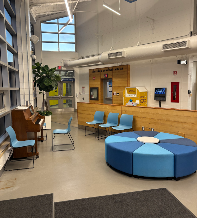 This photo was taken in the public lounge area on the first floor of the SSU building. 