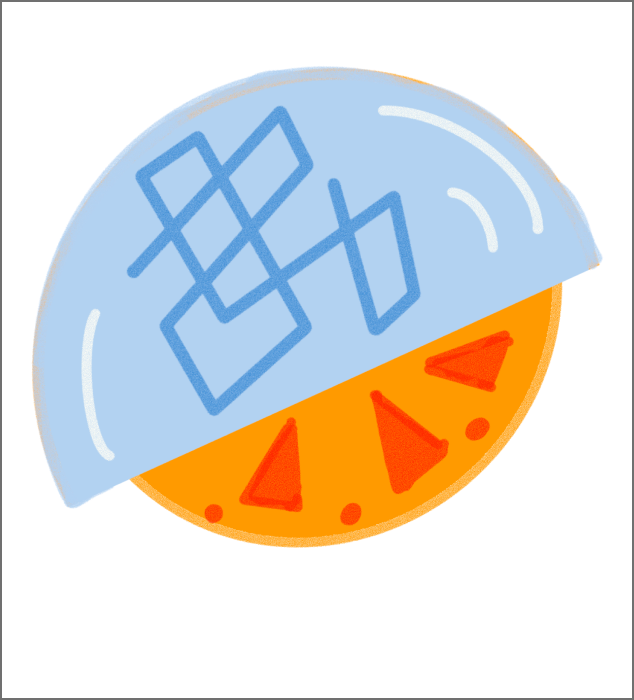 This is a Procreate sketch in cyan-yellow shapes, serving as a design prototype for Digital Data Portraits.