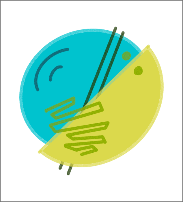 This is a Procreate sketch in cyan-yellow shapes, serving as a design prototype for Digital Data Portraits.