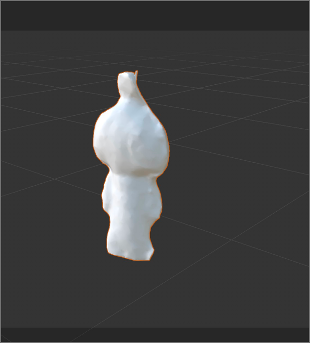 The image shows the doll undergoing surface refinement after being imported into Cinema 4D.