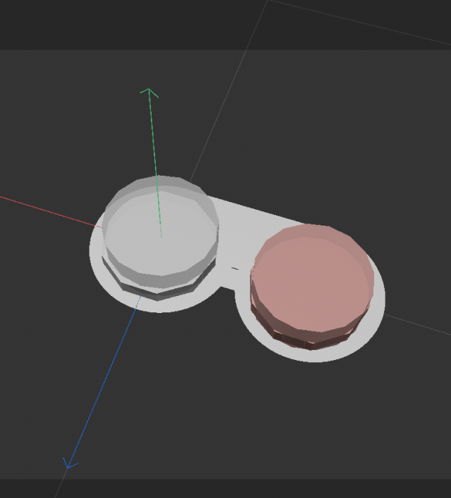 Top view of the final modeling result for the contact lens case.